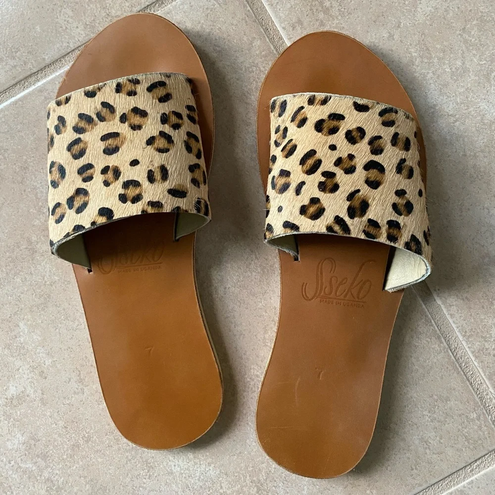 Sseko Custom Leopard Slides - Picture 1 of 3